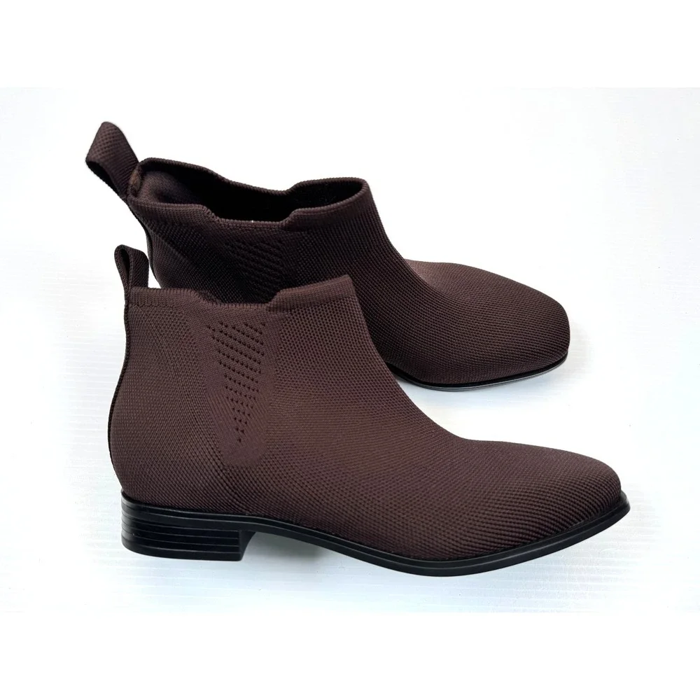 Vivaia Ryan Slip-On Booties Women 37.5 US‎ 7 NWOT Square Toe Chelsea Ankle Boots
